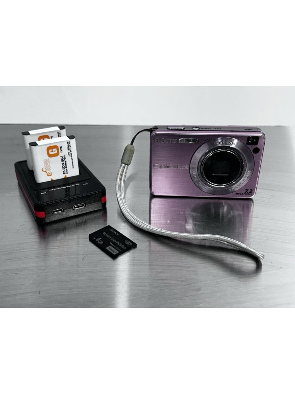 Sony Cybershot DSC-W120 7.2MP Digital Camera Pink w/ 2 Batteries Charger SD Card